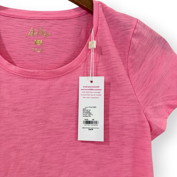 NWT Lilly Pulitzer Etta Scoop-Neck Tee Womens Size XS Rousseau Pink T-Shirt Top - Picture 6 of 11